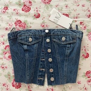 Zara Blue Denim Jeans top
